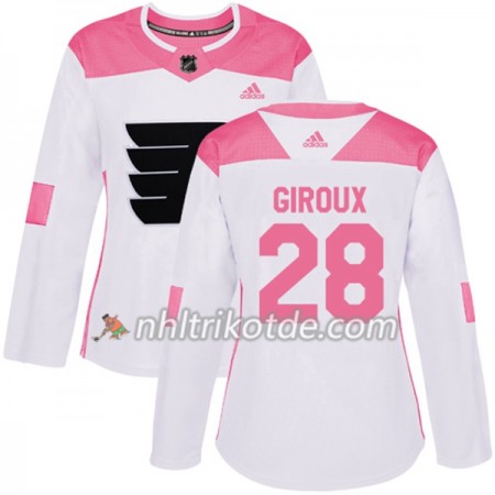 Philadelphia Flyers Trikot Claude Giroux 28 Adidas 2017-2018 Weiß Pink Fashion Authentic - Dame